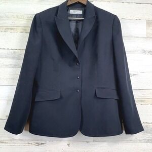 Tahari Arthur S Levine Womens Navy Blue Blazer Jacket Snap Front Lined Size 10